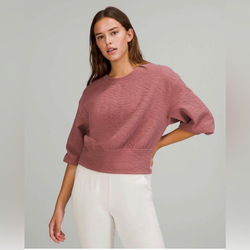 Lululemon Textured Crewneck Long Sleeve Pullover Size 8 Spiced Chai Athleisure - Picture 2 of 9